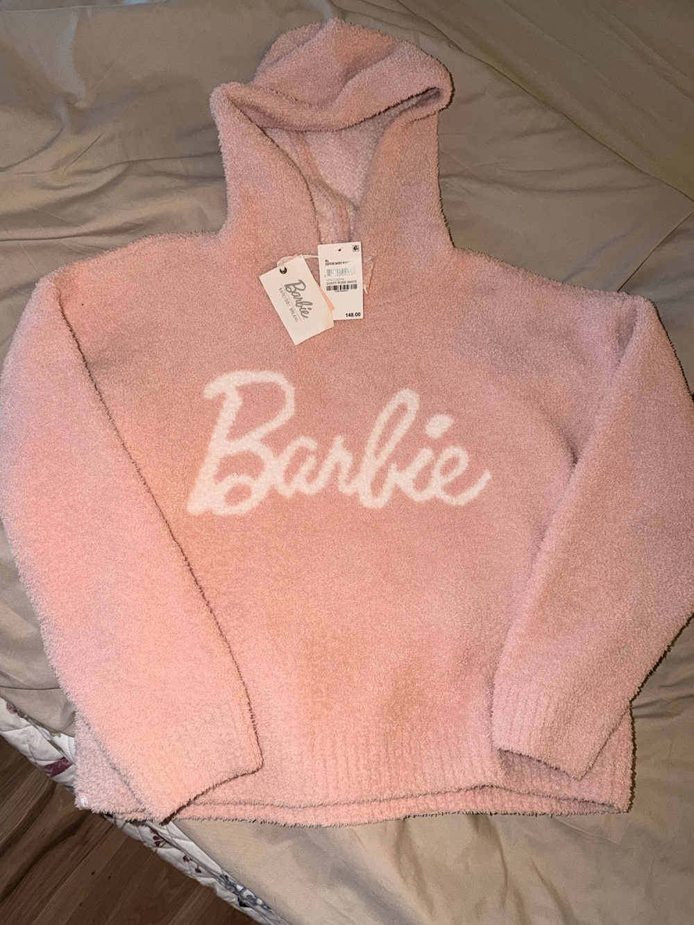NWT: Limited Edition Barefoot Dreams Hoodie with Barbie branding